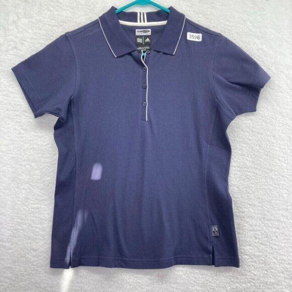 adidas Tops - Adidas Womens Golf Polo Shirt Size Medium  Climalite Stretch Navy Blue White New